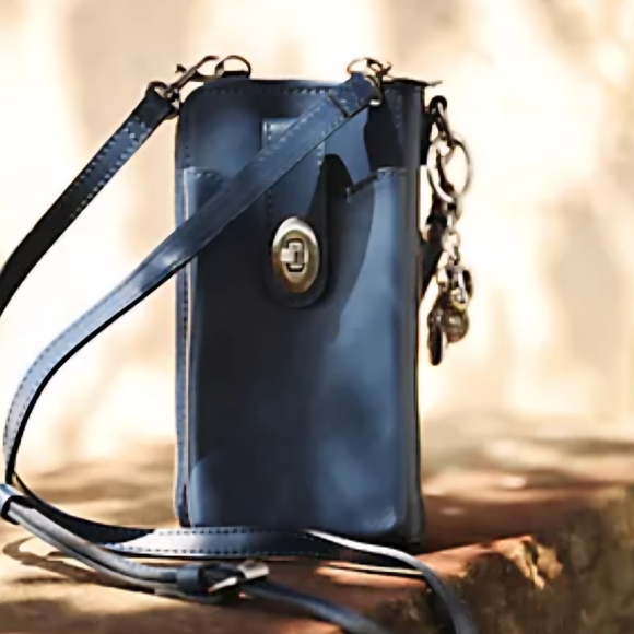 Patricia Nash Burgundy Crossbody Phone Bag with Gold Hardware - Picture 15 of 16